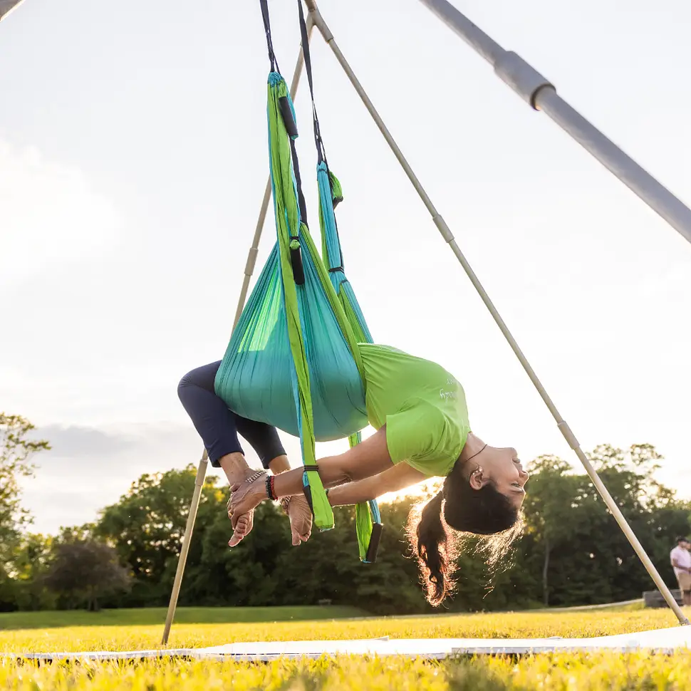 hanging yoga on Trapeze in Mason Ohio
